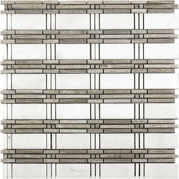 Steccato Beige And White Mosaic 5 sq.ft 12 in. x12 in. Marble Tile, 5PK, Apollo Tile, Mfr#: APLKB99P31EC30